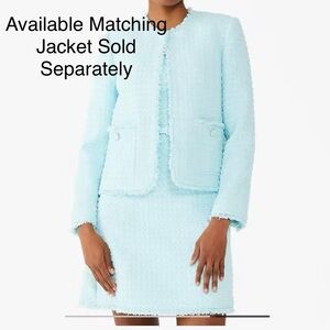 Kate Spade Elegant Light Blue Belted Tweed Sleeveless Dress, Size 14